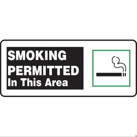 Accuform Smoking Permitted In This Area, Dura-Plastic, 7 in x 17 in MSMG525XT